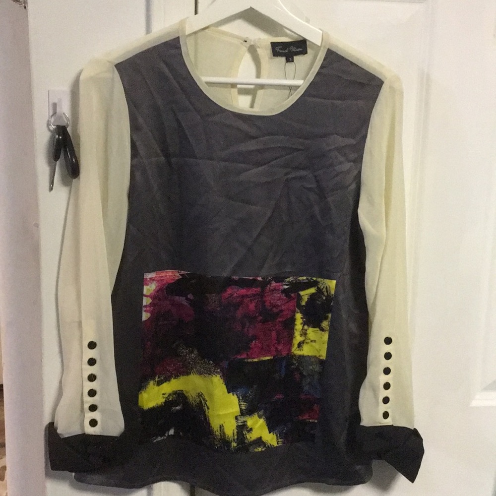 Silky tunic button sleeves
